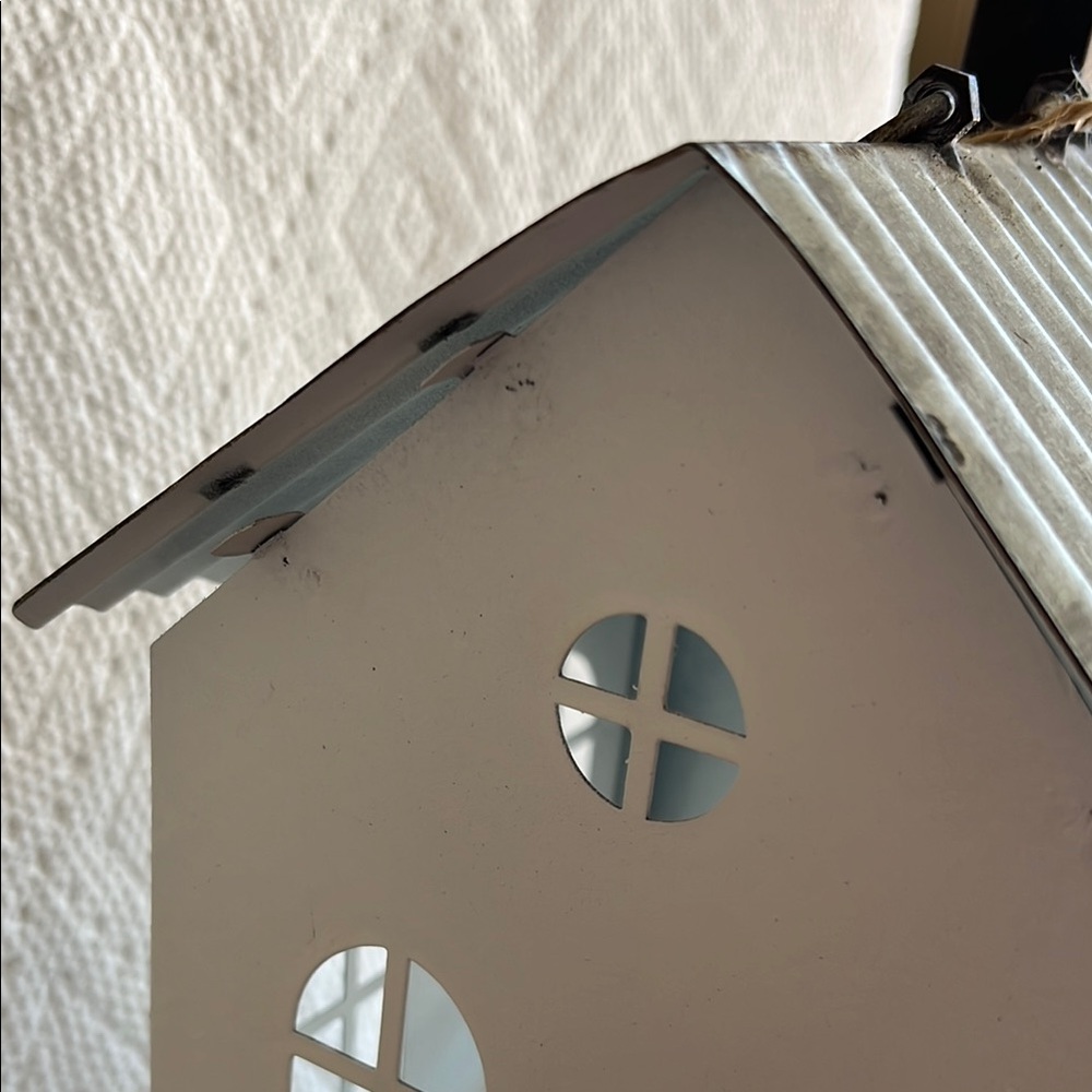 White Metal House Lantern - Picture 7 of 10